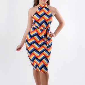 Rainbow Chevron bodycon dress